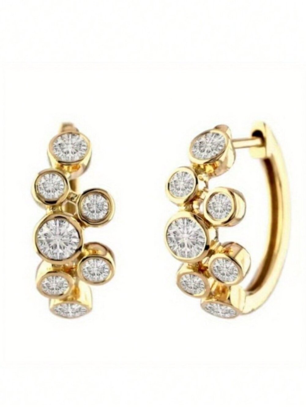 Gold Boho Women's Luxury Bubble Bezel Round Sparkling Cubic Zirconia Earrings